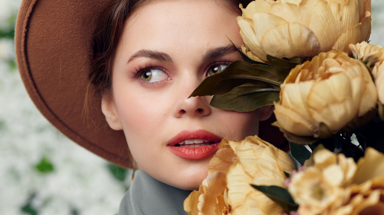 woman with some flowers