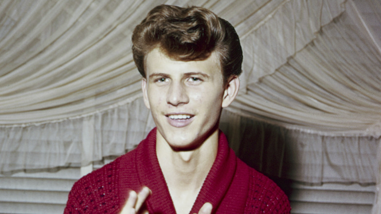 Bobby Rydell in a red sweater