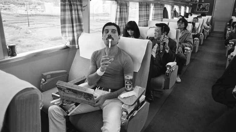 freddie mercury on a train