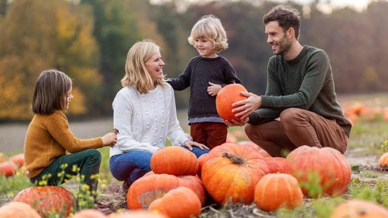 Family at a pumpkin patch