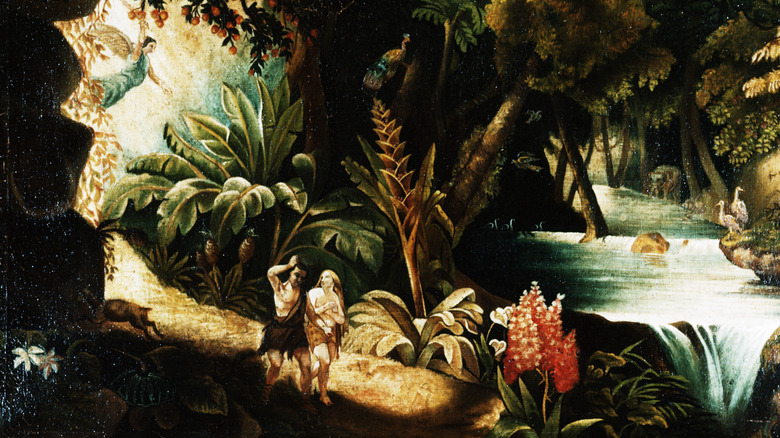 Adam and Eve are cast out from the Garden of Eden