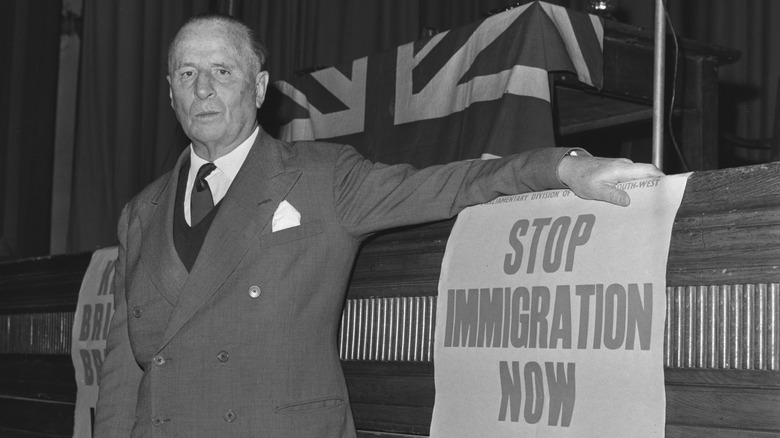 Oswald Mosley stop immigration now sign