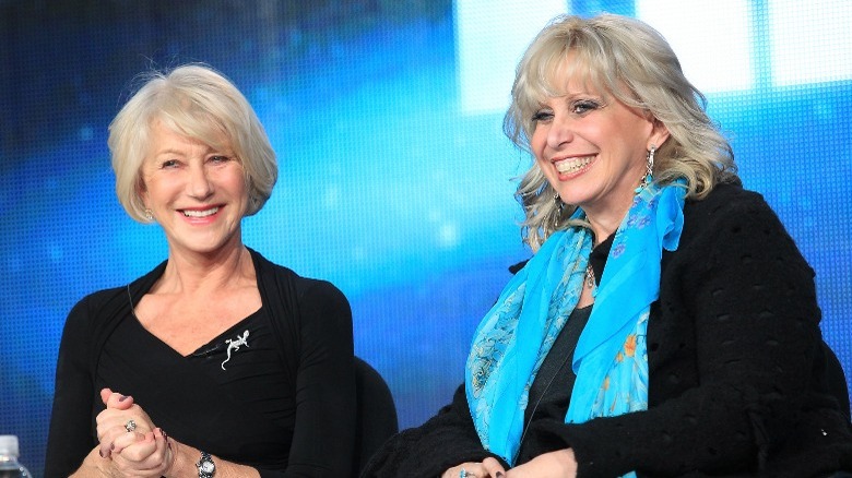 Helen Mirren and Linda Baden smiling