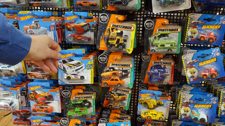 Matchbox cars on display