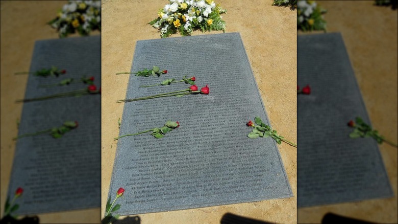 Memorial headstone at Peoples Temple gravesite, Oakland