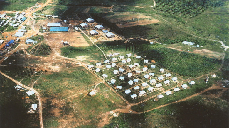 aerial view of Jonestown, Guyana, 1978