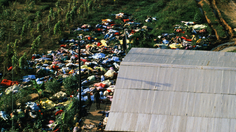 Long distance image of bodies at Jonestown