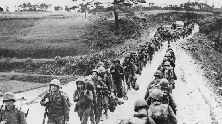 U.S. soldiers marching