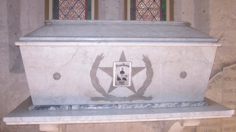 Marble sarcophagus said to contain Alamo defender ashes in San Antonio Cathedral