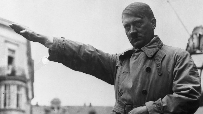 Adolf Hitler saluting crowd