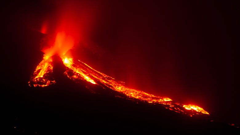 Volcano spewing pyroclastic flow