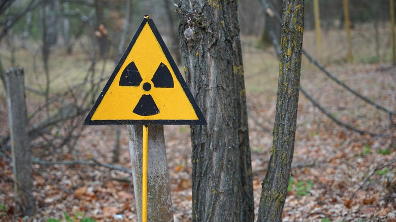 Radioactivity sign near Chernobyl