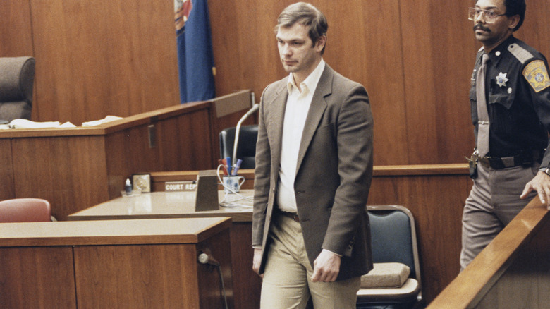 Jeffrey Dahmer walking into a courtroom