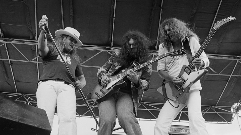 Lynyrd Skynyrd performing in June 1977 