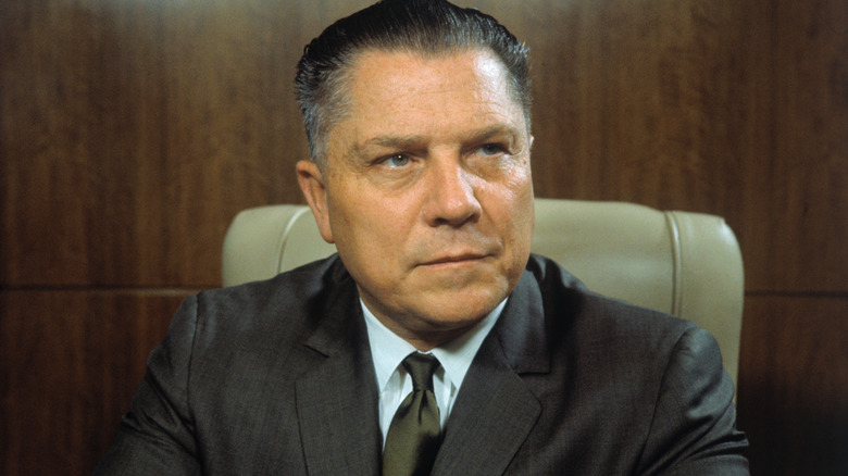 Jimmy Hoffa sat gray suit and tie