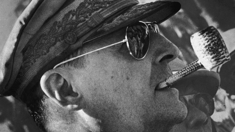 General MacArthur with shads and pipe