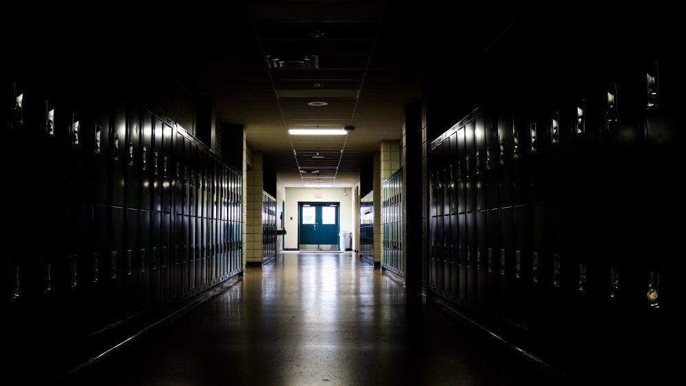 Empty school hallway