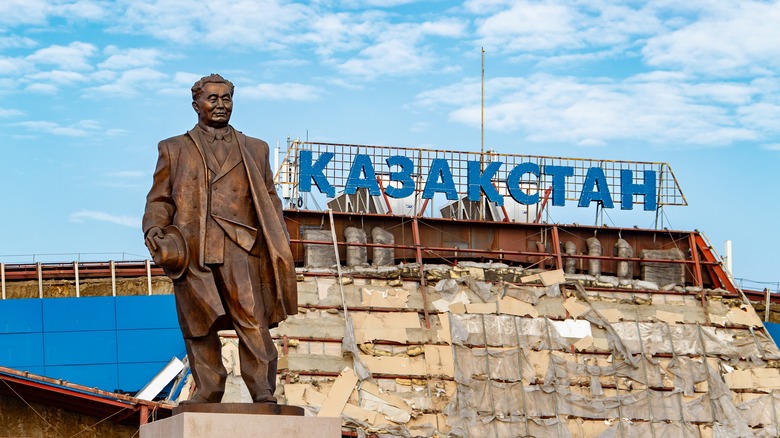 Statue in Kazakhstan under blue sky