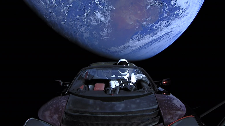 Tesla leaving Earth