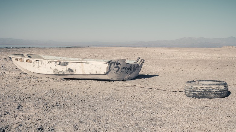 Abandoned boat at the Salton Sea