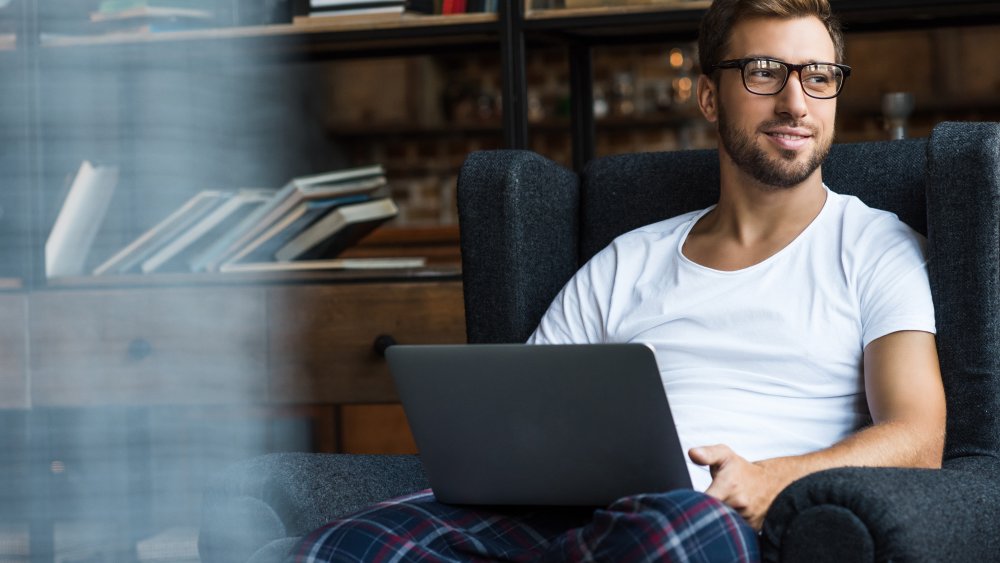 Man with loose pajama pants