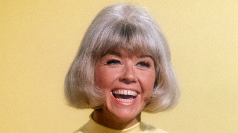 Doris Day against yellow background