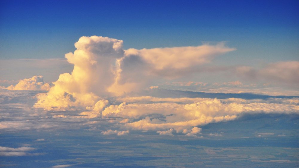 Aerial view of clouds west of Moose Jaw, Saskatchewan, Canada