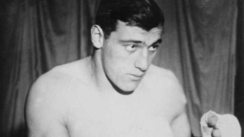 Boxer Primo Carnera, fists up