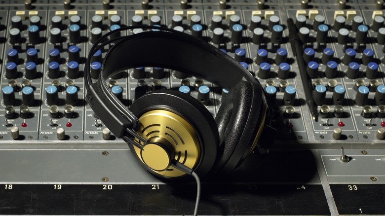 Headphones and mixing board