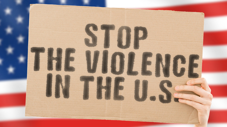 Stop of the Violence in the U.S. sign