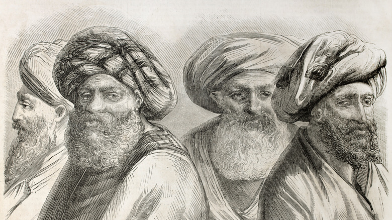 illustration four Druze men turbans