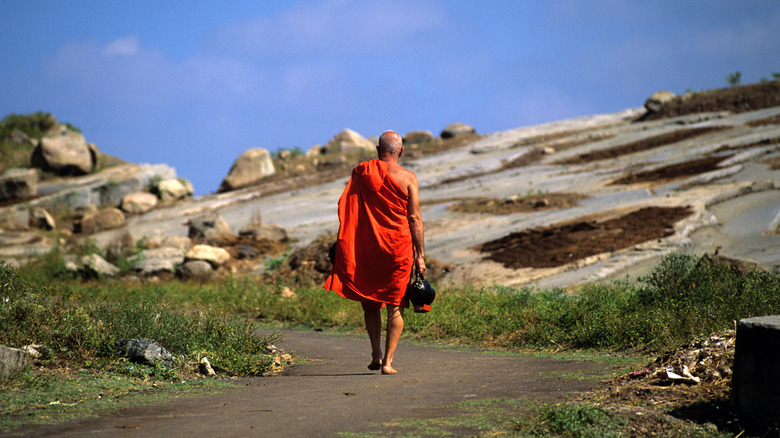 Jain monk walking into distance