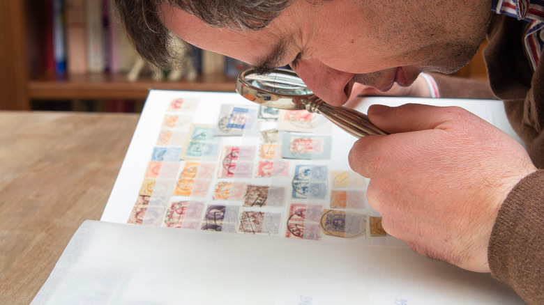 inspecting stamps