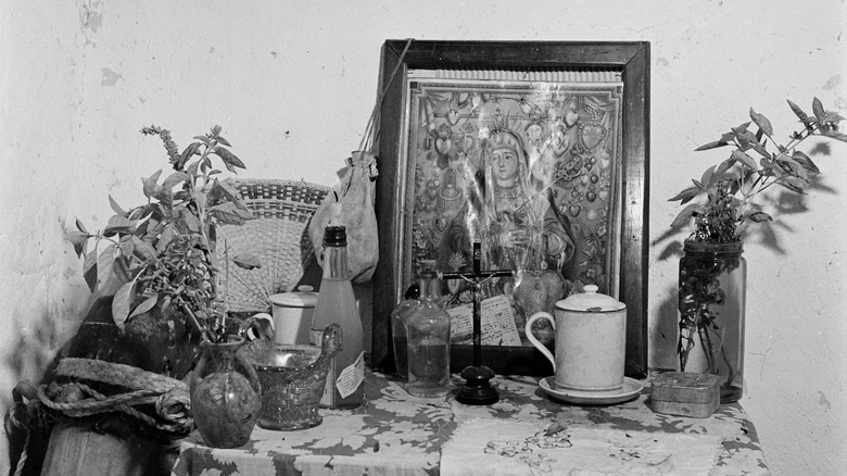 Haitian Vodou shrine with Christian Saint