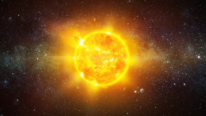 Sun burning in space