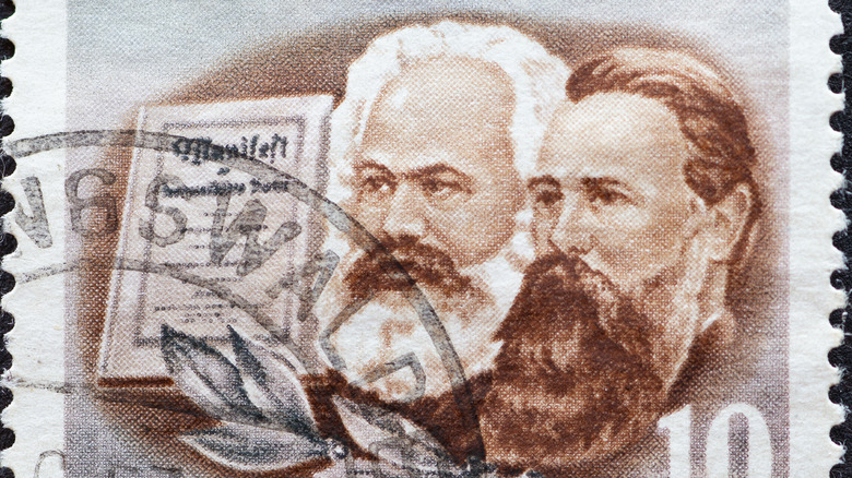 stamp honoring engles and marx