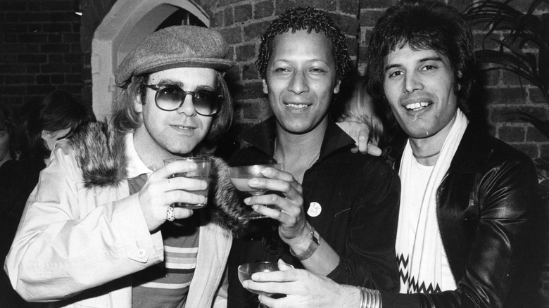 Freddie Mercury with Elton John and Peter Straker