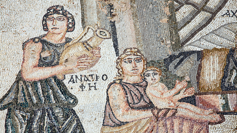 mosaic ancient roman women and child