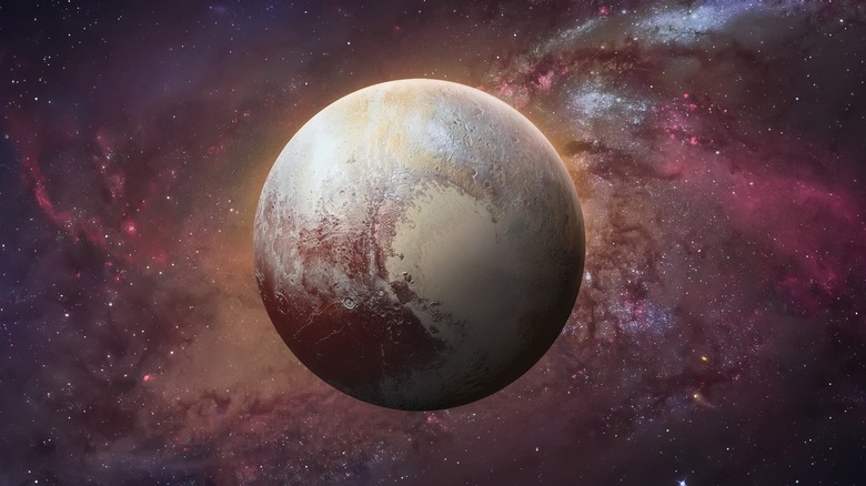 Dwarf planet Pluto in space