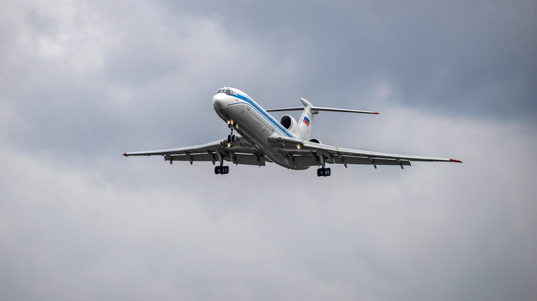 Tupolev Tu-154M plane flying