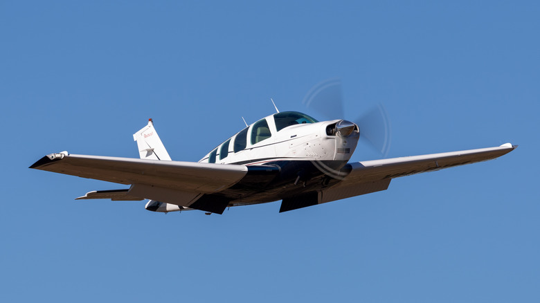 Beechcraft Bonanza aircraft flying