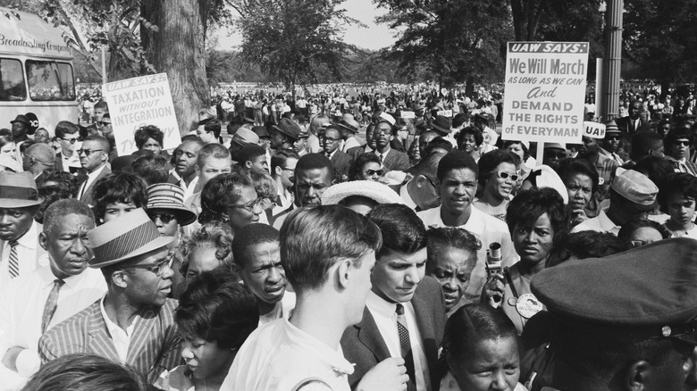 Demonstrators gathered together