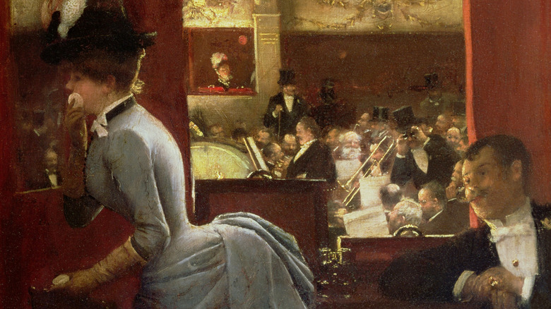 painting woman theater orchestra 