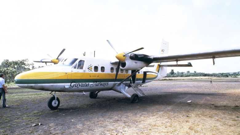 A Guyana Airways plane on the Jonestown airstrip