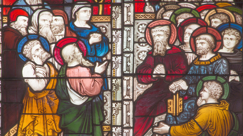 stained glass of Paul at the Council of Jerusalem