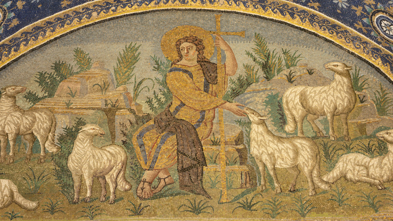 painting of Jesus as a shepherd 