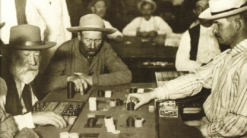 men playing Faro game, 1895