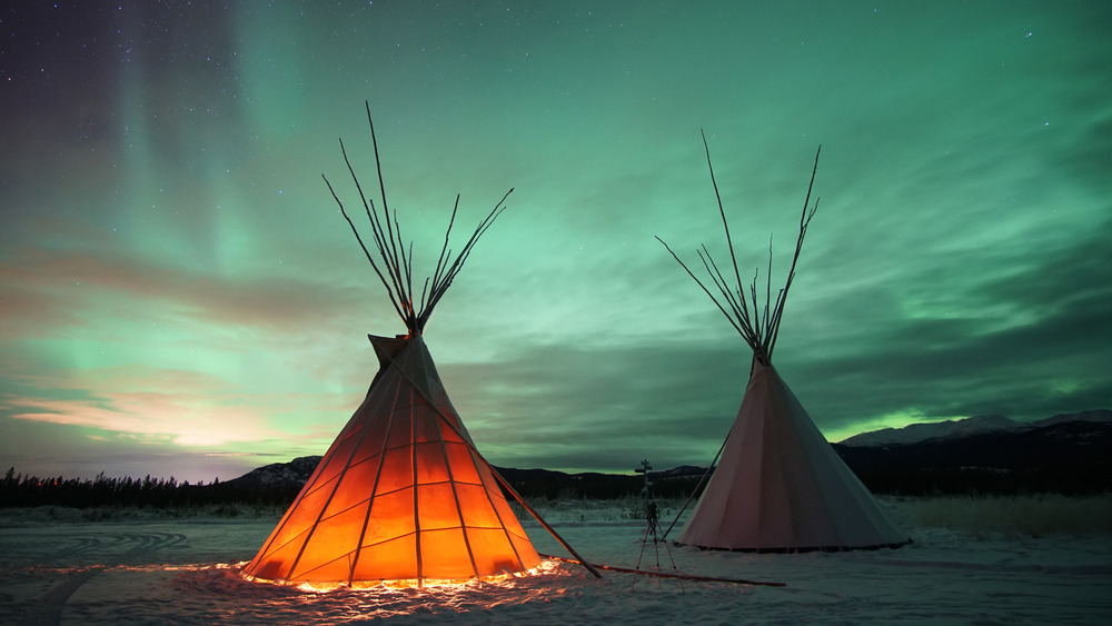 Tipi under the Northern Lights