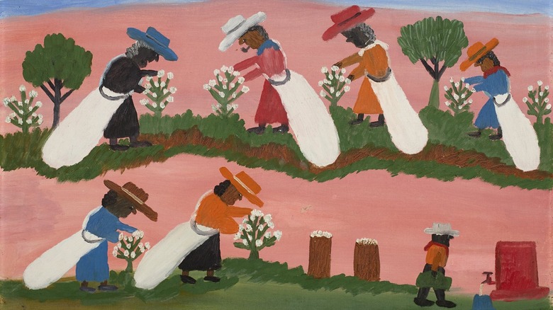 Clementine Hunter, Picking Cottons, 1950s painting