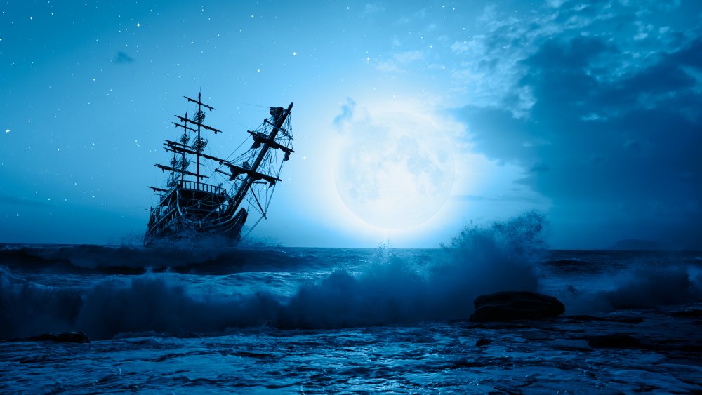 Sailing ship in a storm